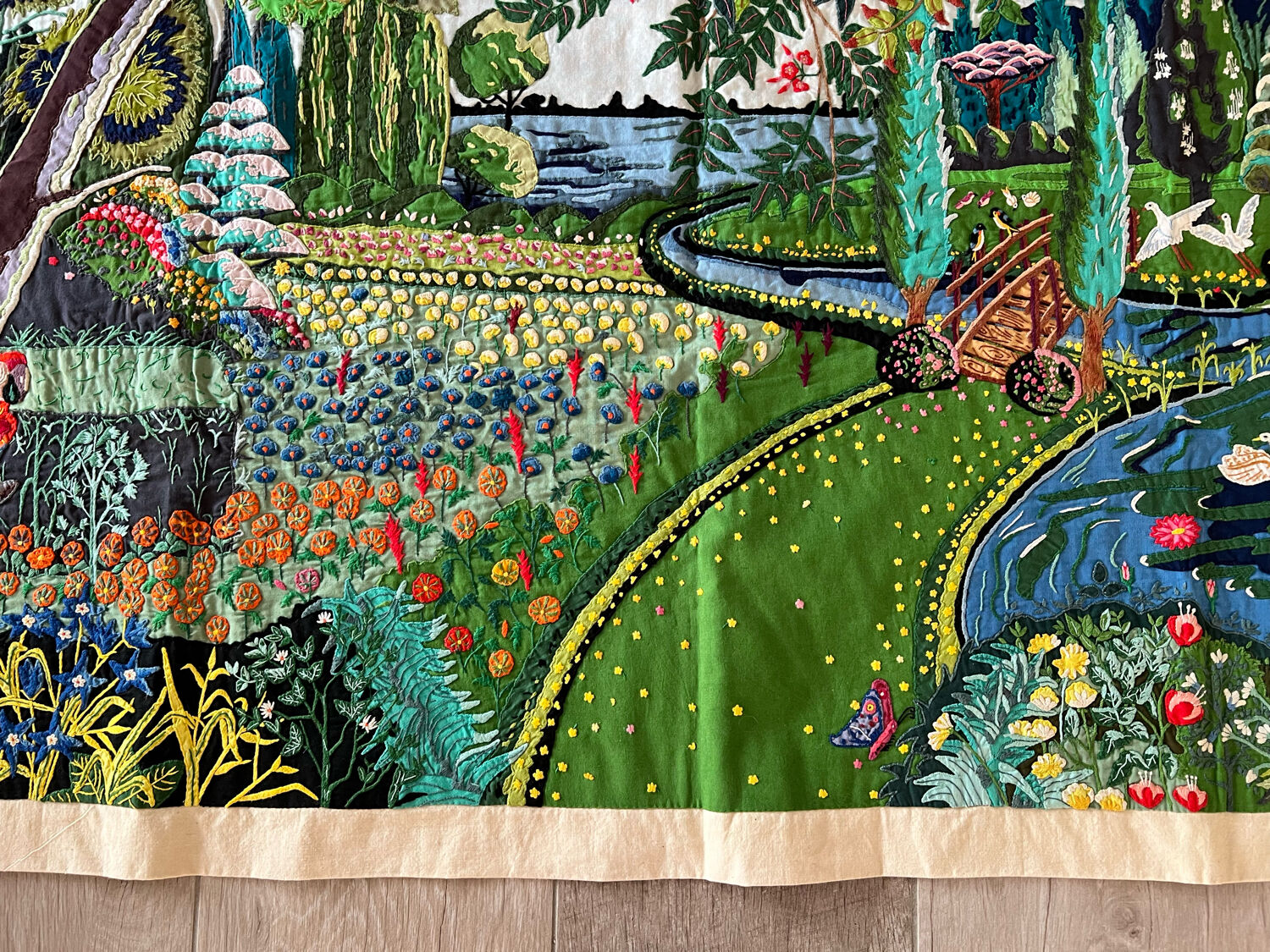 Embroidered wall hanging