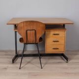 Vintage 1960s wooden desk and chair set italian design