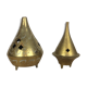2 conical boxes burns incense in golden brass