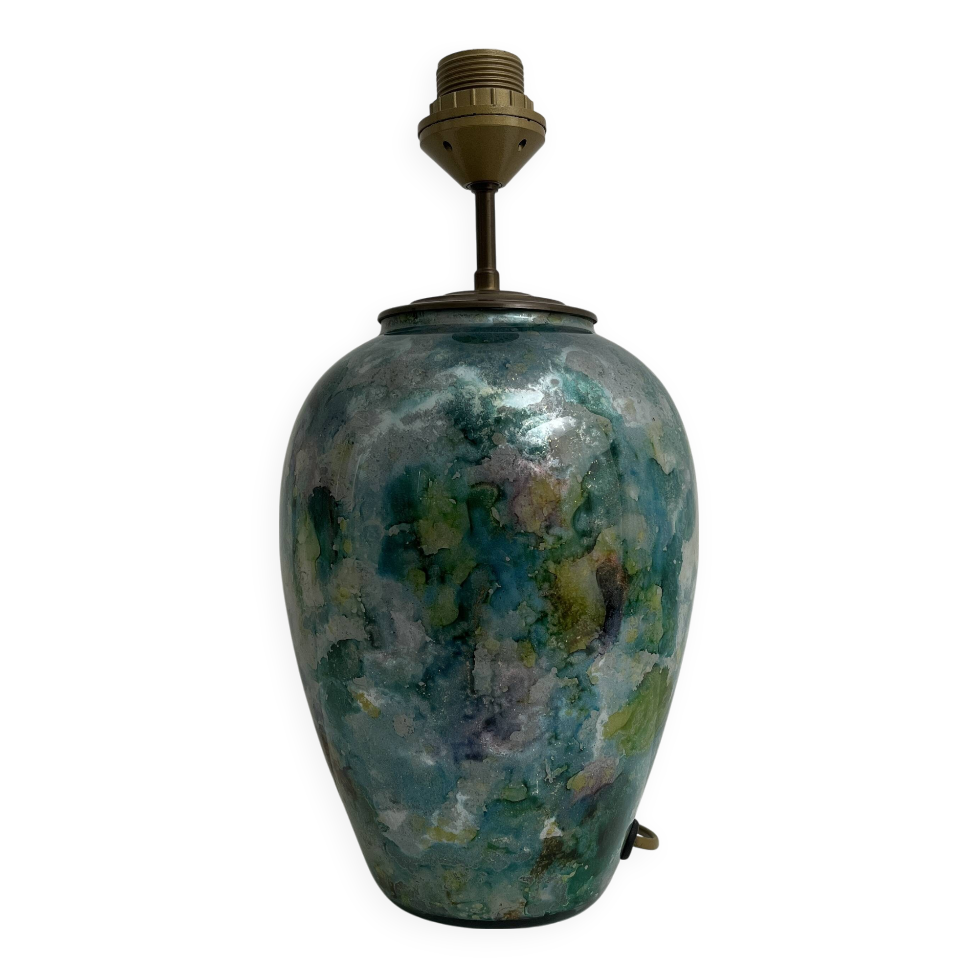 Decorative lamp base fixed under vintage glass Laque Line France
