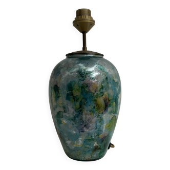Pied de lampe décor fixé sous verre vintage Laque Line France