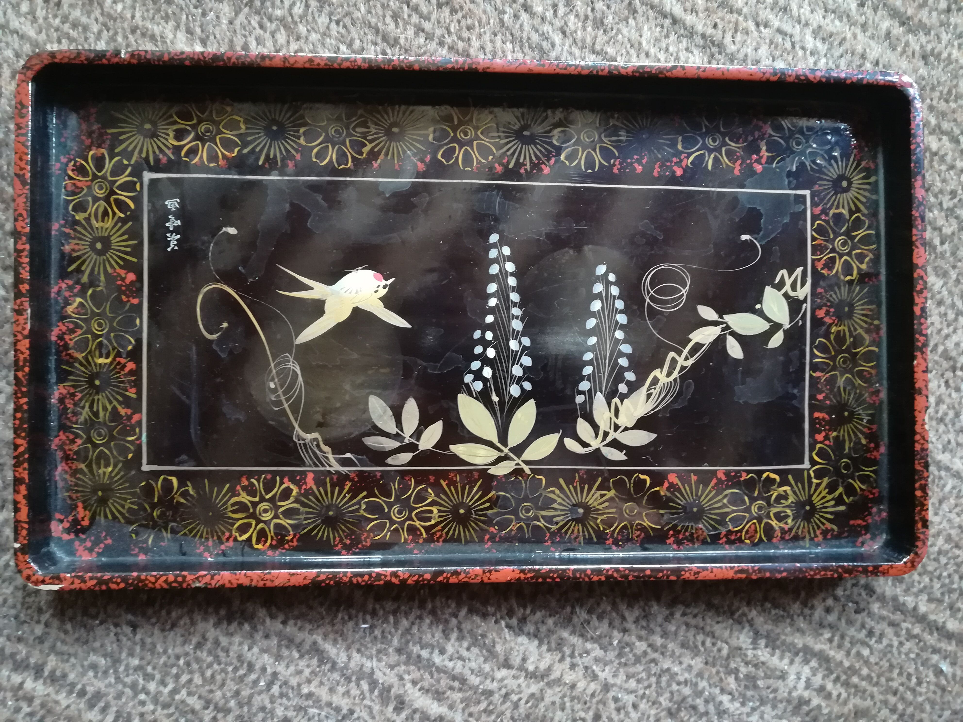 Lacquered wooden tray