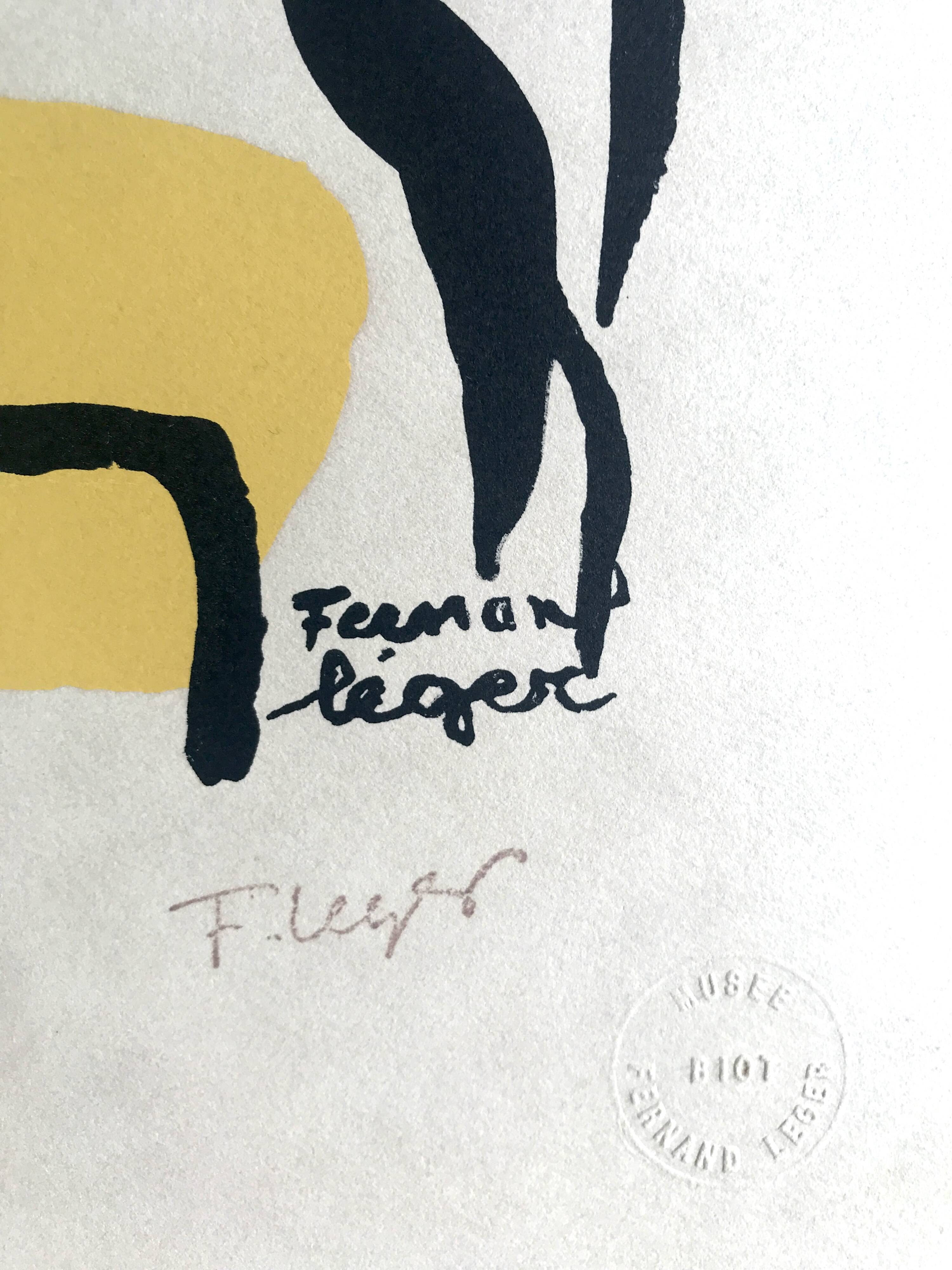 Fernand LEGER, Profile with Flower, c. 1948. Signed and stamped lithograph.