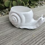 Cache pot zoomorphe "escargot" en céramique blanche 1970 1980