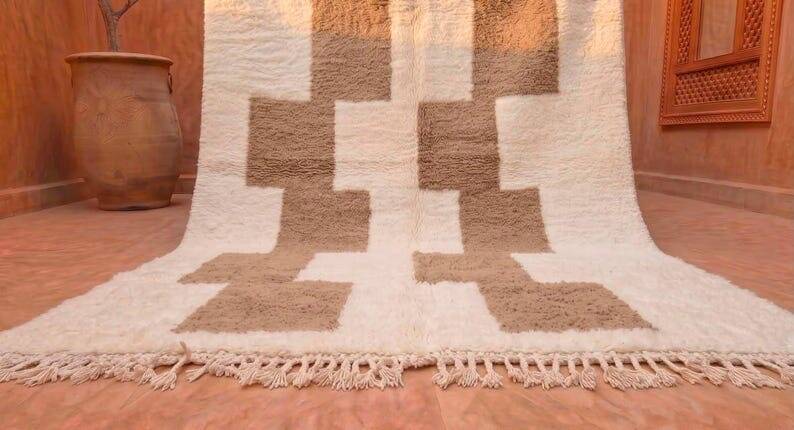 Handmade pure wool rug, custom size 2/3 m.