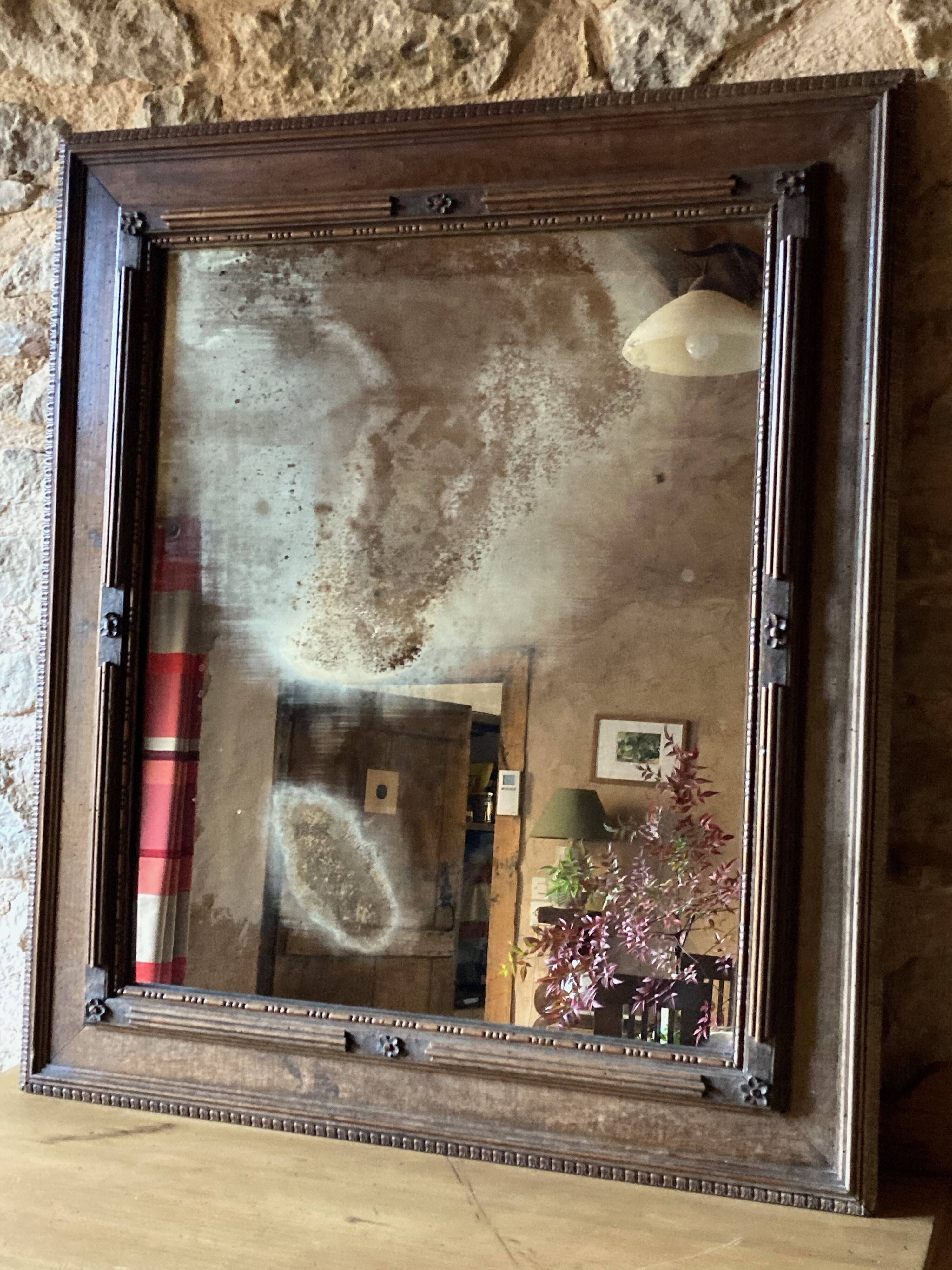 Art deco mirror in varnished wood, 1930s