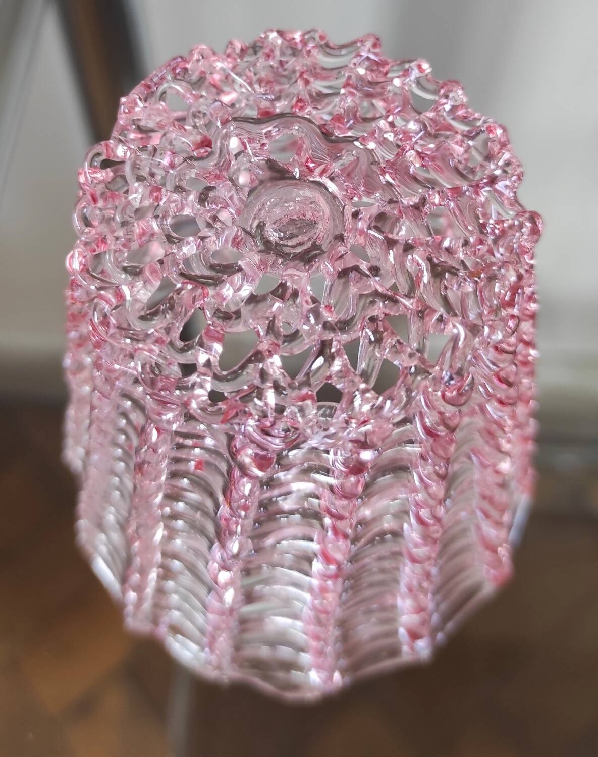 Vintage pink woven glass lantern – Murano style