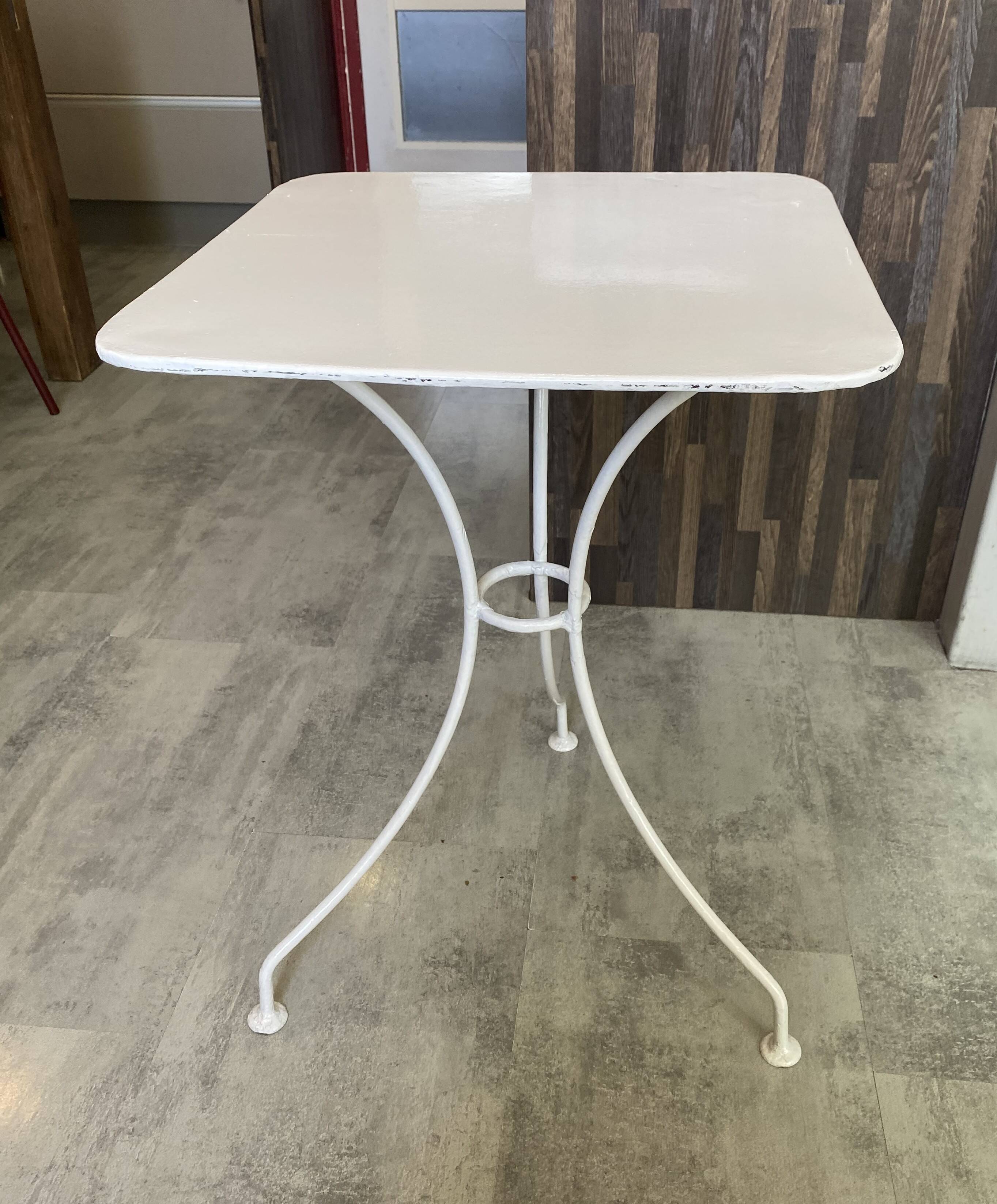 White square bistro table for bar café terrace garden metal 1950 white