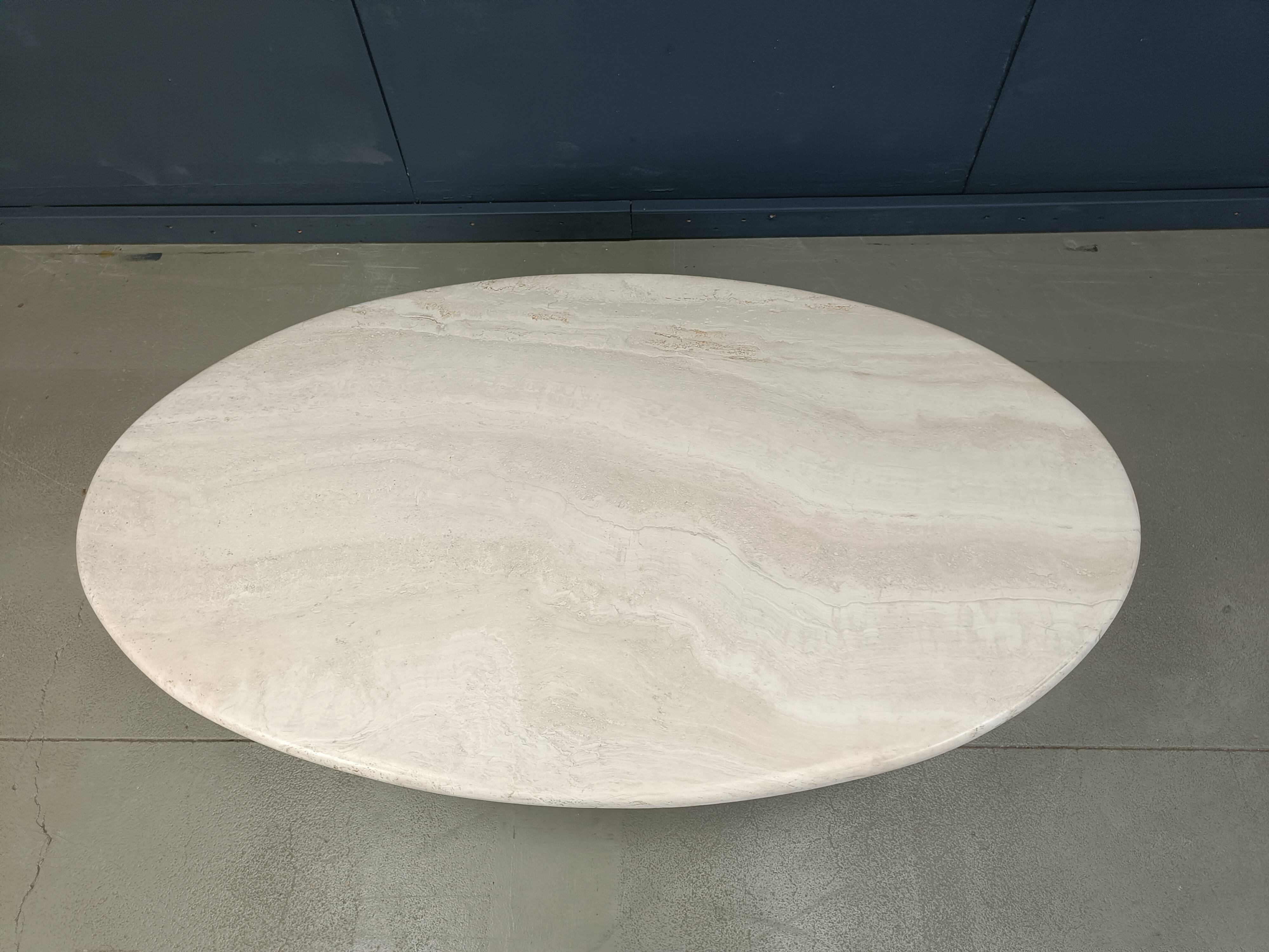 Vintage oval travertine coffee table, 1970s