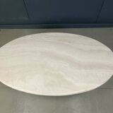 Vintage oval travertine coffee table, 1970s