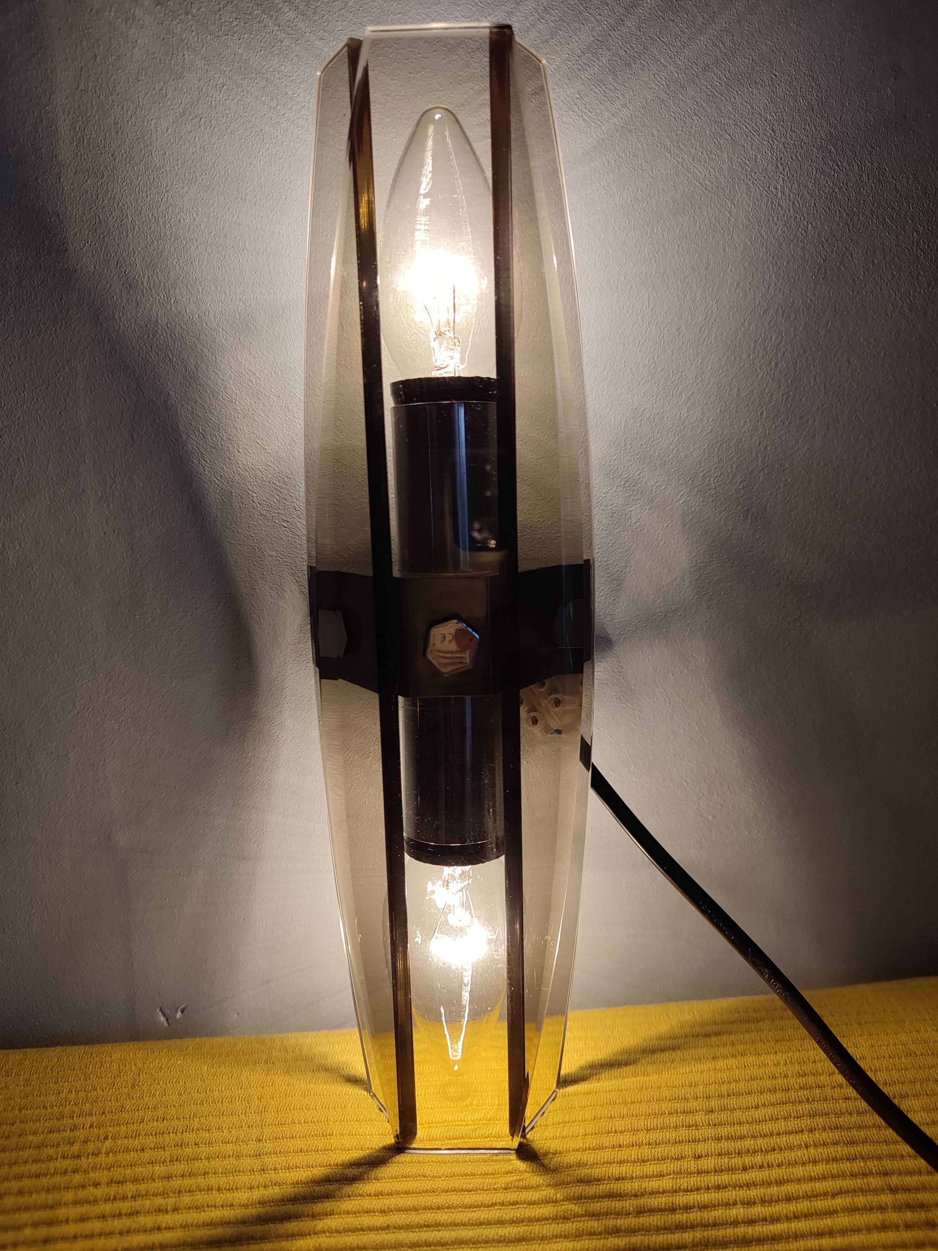 Pair of vintage design double fires smoked glass