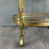 Table, Rolling Bar, Gilded Brass Serving Trolley, 1960s, 20th Century