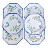 Set of 6 antique octagonal plates Longwy – Old Longwy