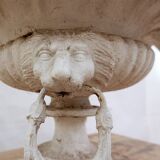 19th century cast iron basin, lion head handles