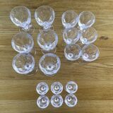 Set 6 wine glasses, 6 water glasses and 6 crystal shot glasses