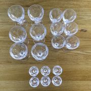 Set 6 wine glasses, 6 water glasses and 6 crystal shot glasses