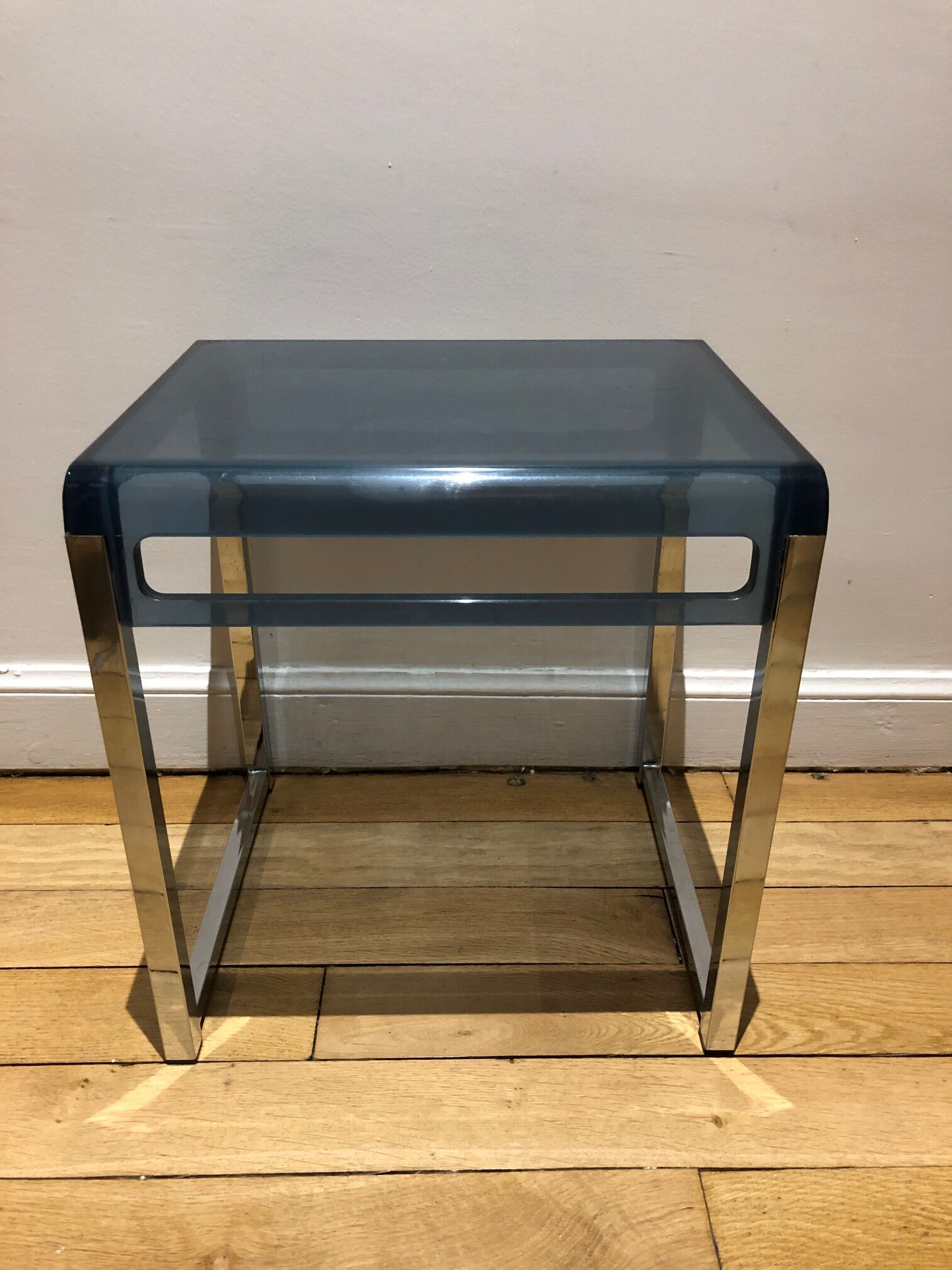 Plexiglas and blue chrome table