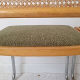 Pair of Marcel Breuer cane and fabric chairs