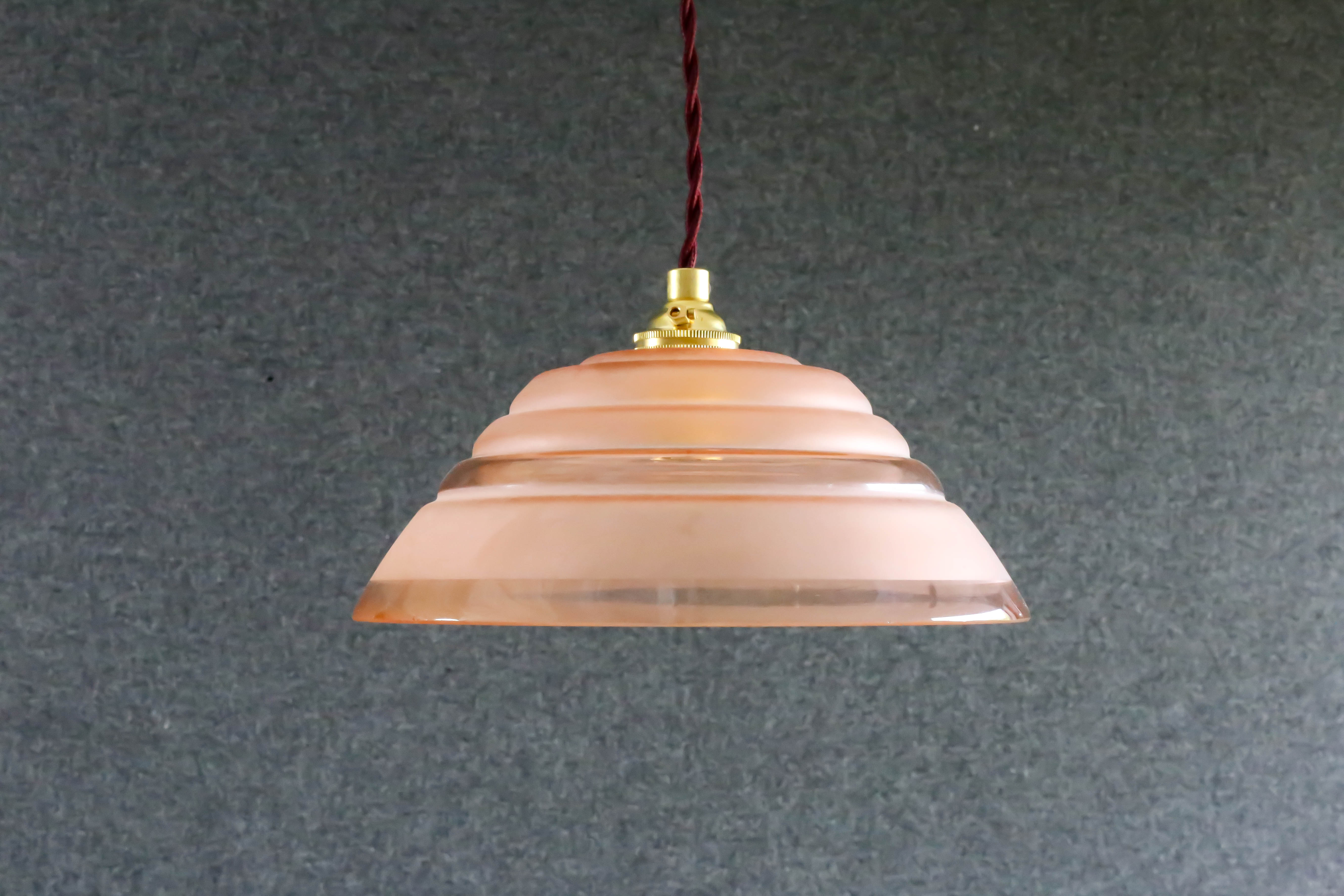 1950s style antique pink glass pendant light