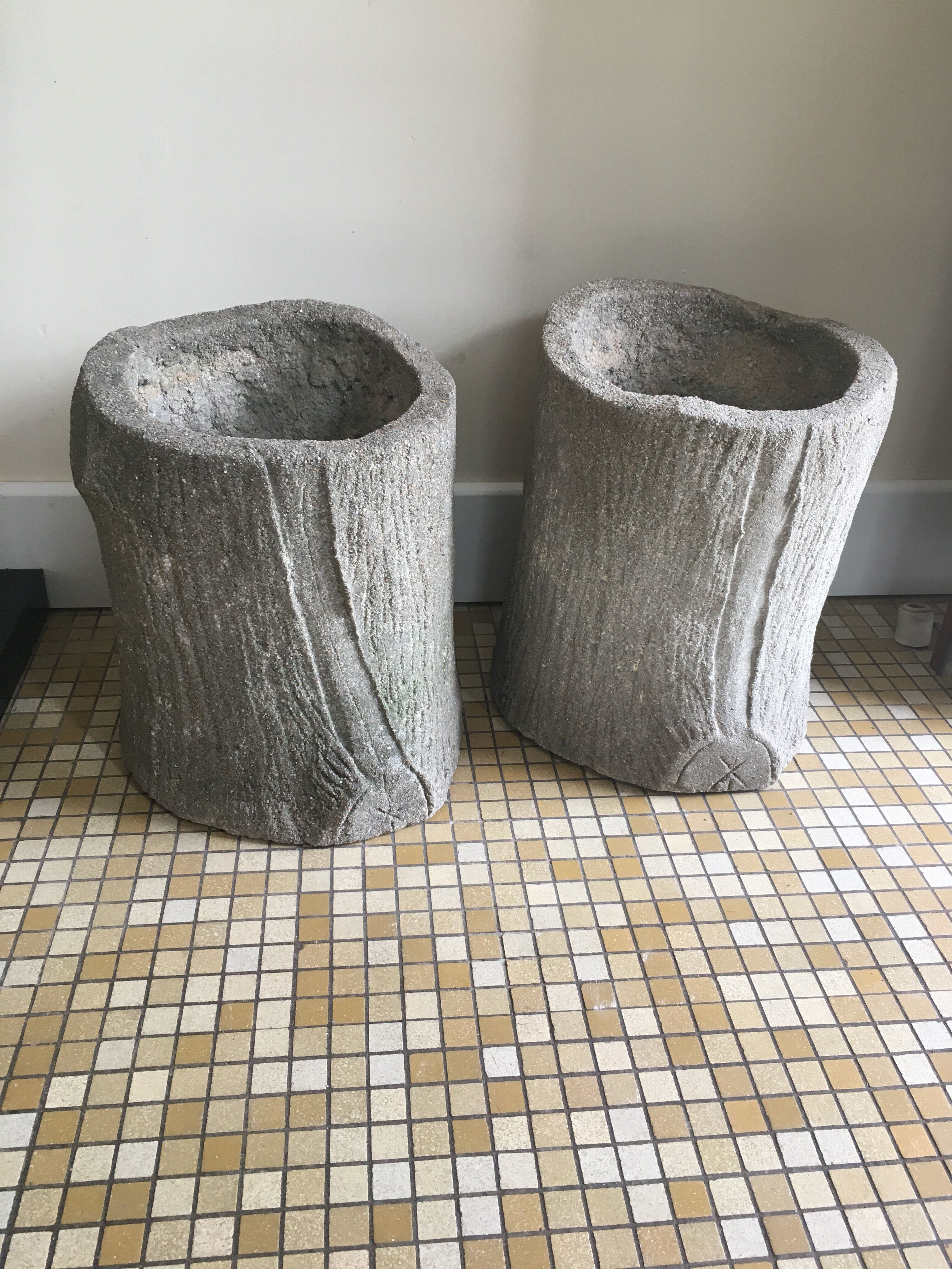 Pair of concrete planters