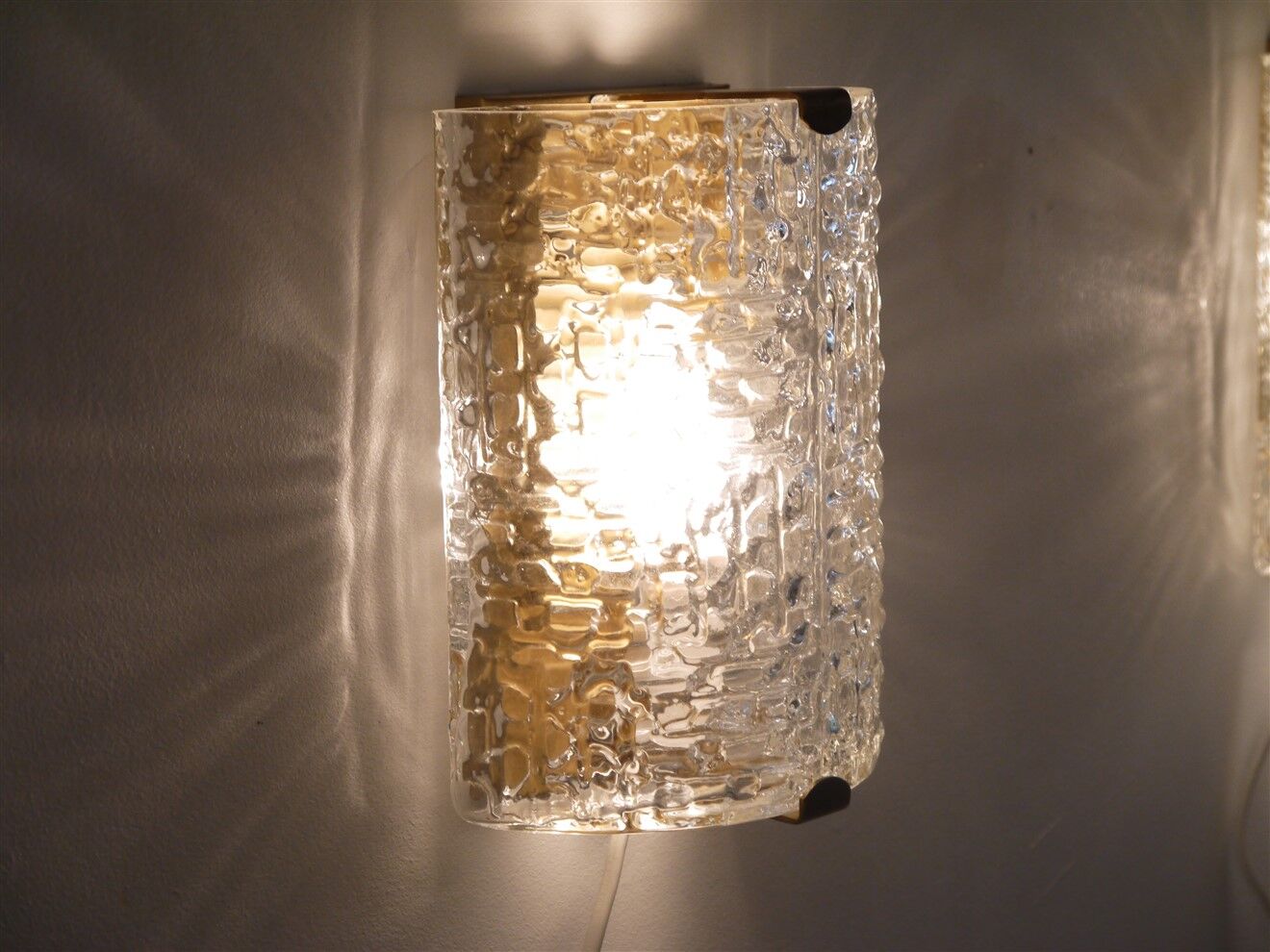 Pair of vintage Scandinavian glass sconces 1970