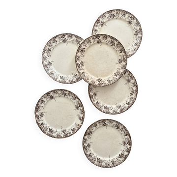 Set of 6 antique ironstone dinner plates, Alphand pattern