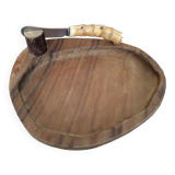 Wooden butter dish and knife