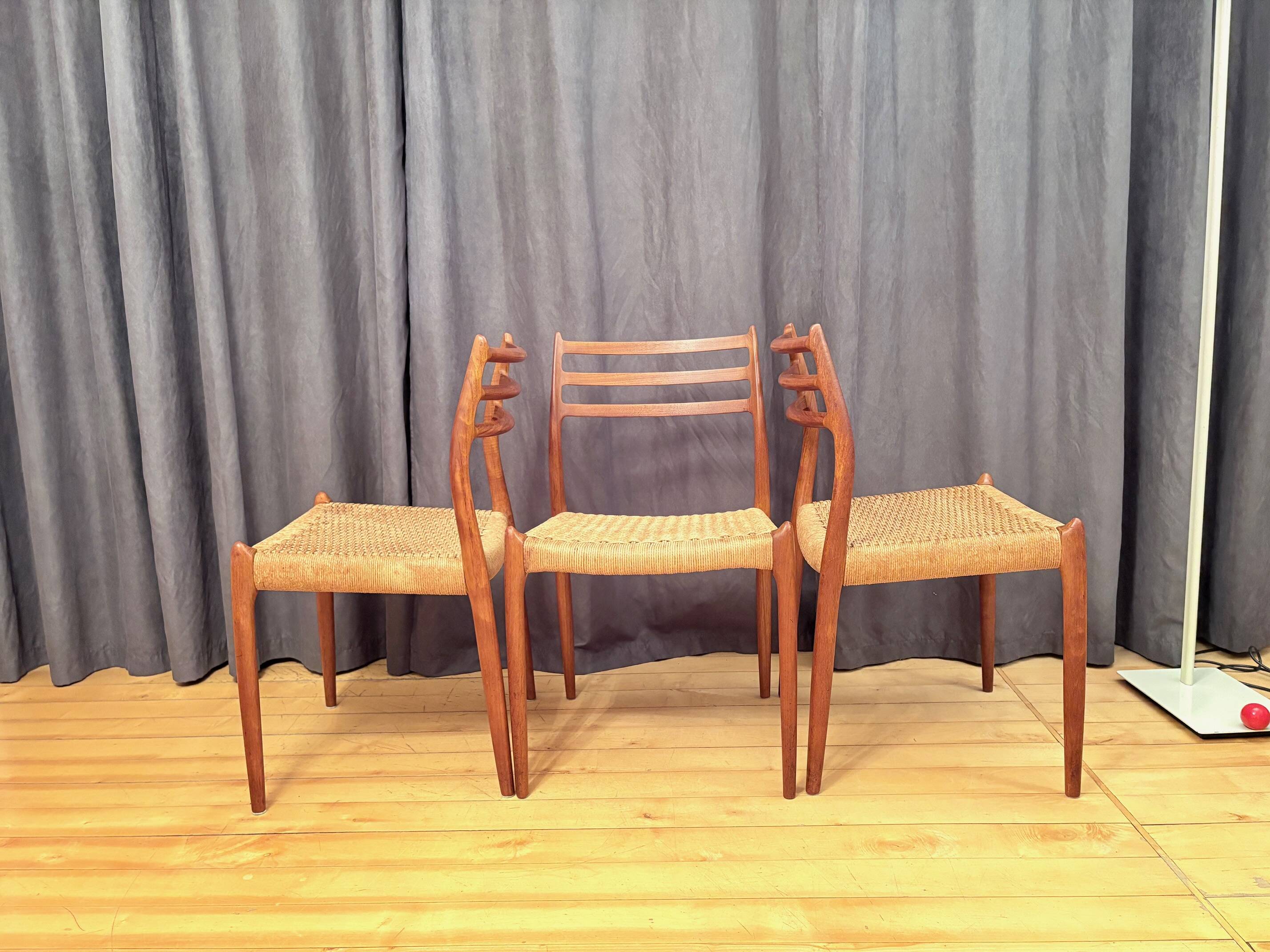 Set of three chairs, model 78, designed by Neils O. Möller, JL Møllers Møbe.