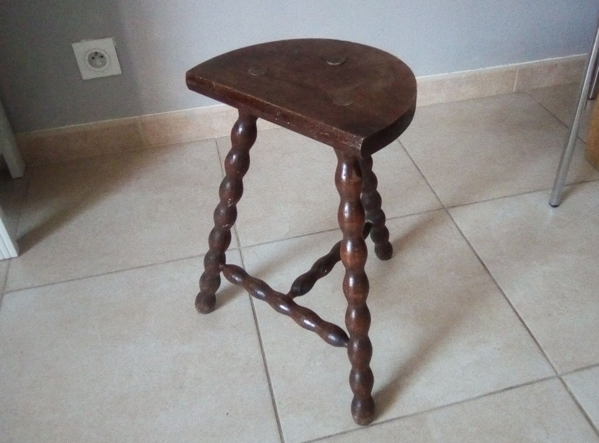 Vintage turned wooden stool