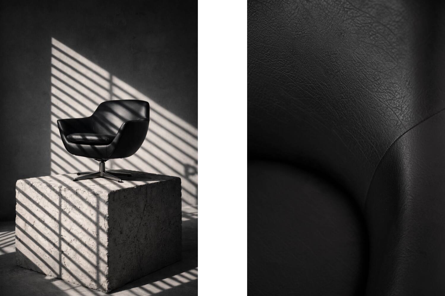 Vintage Mid-Century Scandinavian Modern Black Swivel Chairs, Set of 2