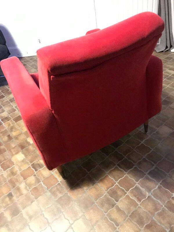 Vintage 1960s/70s armchair in short red velvet