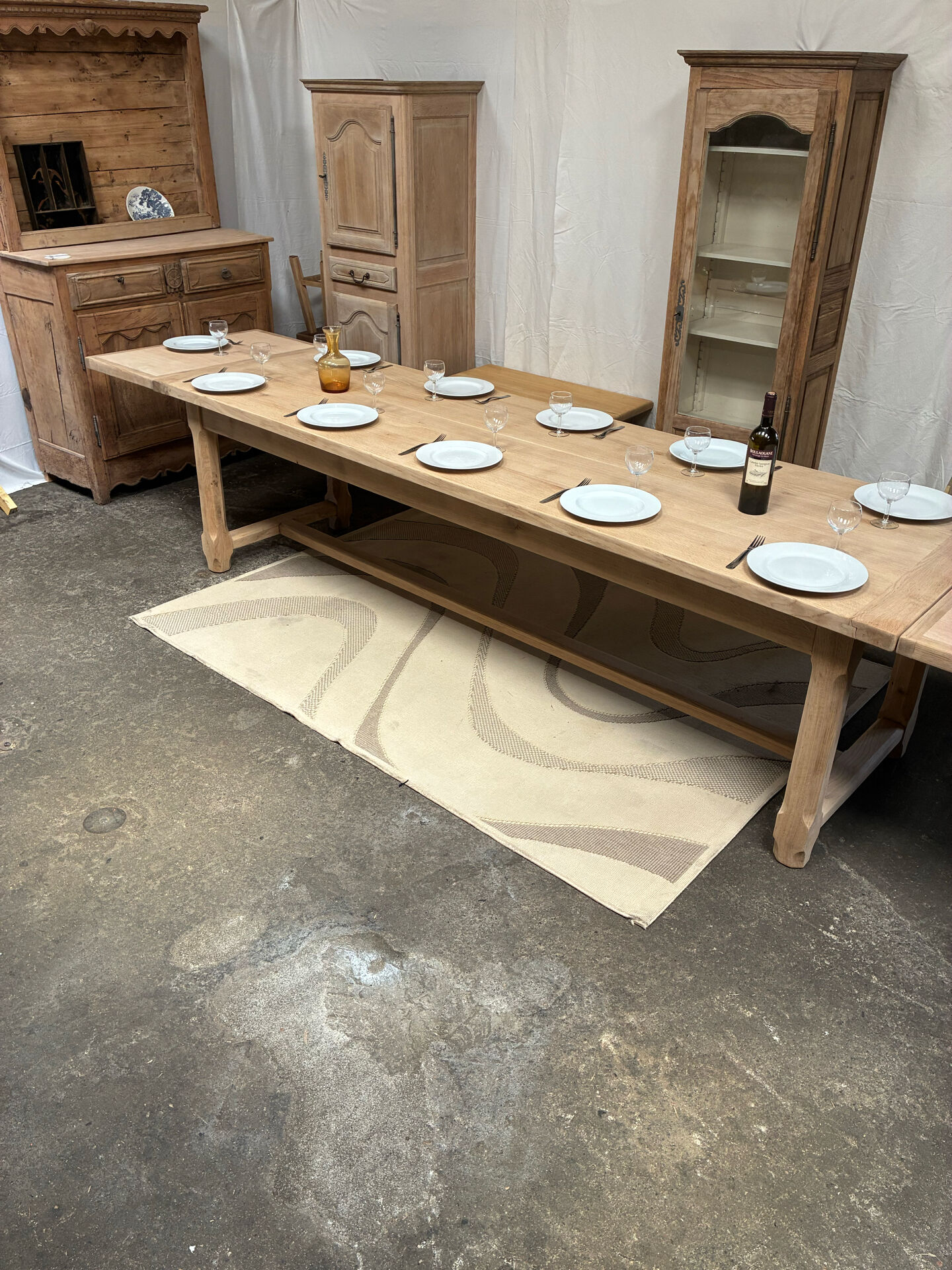 Solid oak farmhouse table with extensions 4M