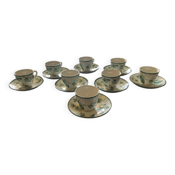 Set of 8 English ceramic coffee / mocha cups and saucers BARRATIS