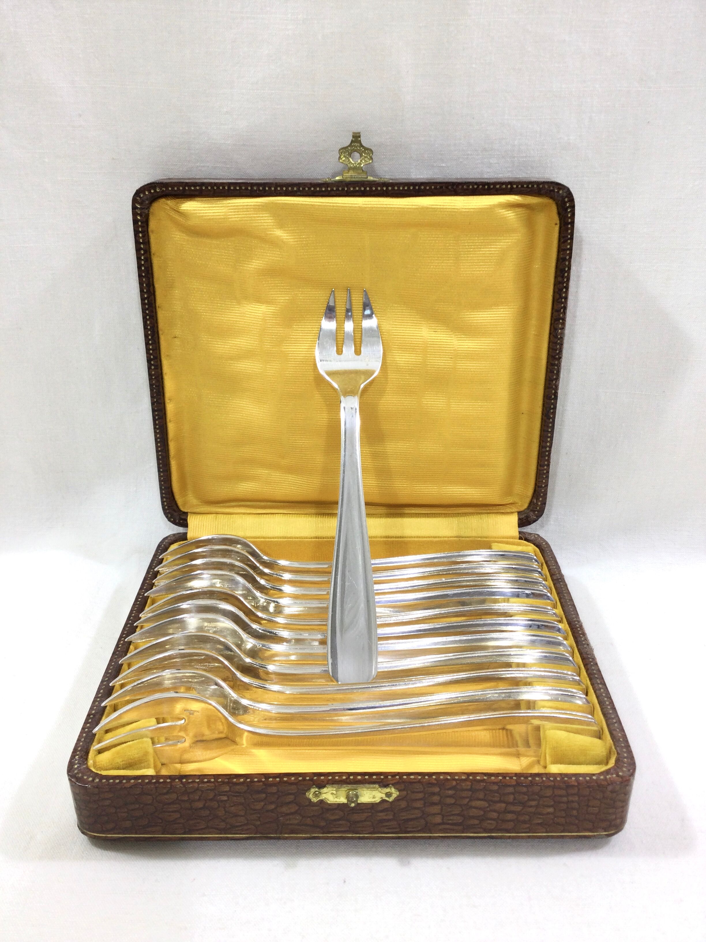 12 fourchette à huître art deco Alfenide Christofle