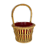 Minimalistic Bamboo Metal Planter Plant Stand Matégot Style, France, 1960s