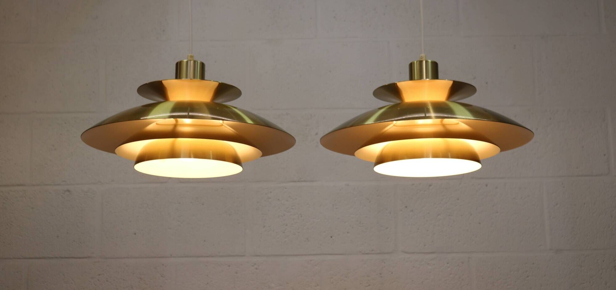 Rare golden pair of Danish design lamps  - great condition.