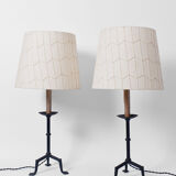 Paire de lampes en fer forgé noir, années 1960.