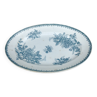 Large old serving dish Terre de Fer Saint Amandinoise model Margot late 19th early 20th century