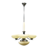 1930s Art Deco Chrome and Champagne Glass Chandelier, Czechoslovakia