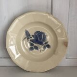 Set of 20 Digoin soup plates, blue rose patterns