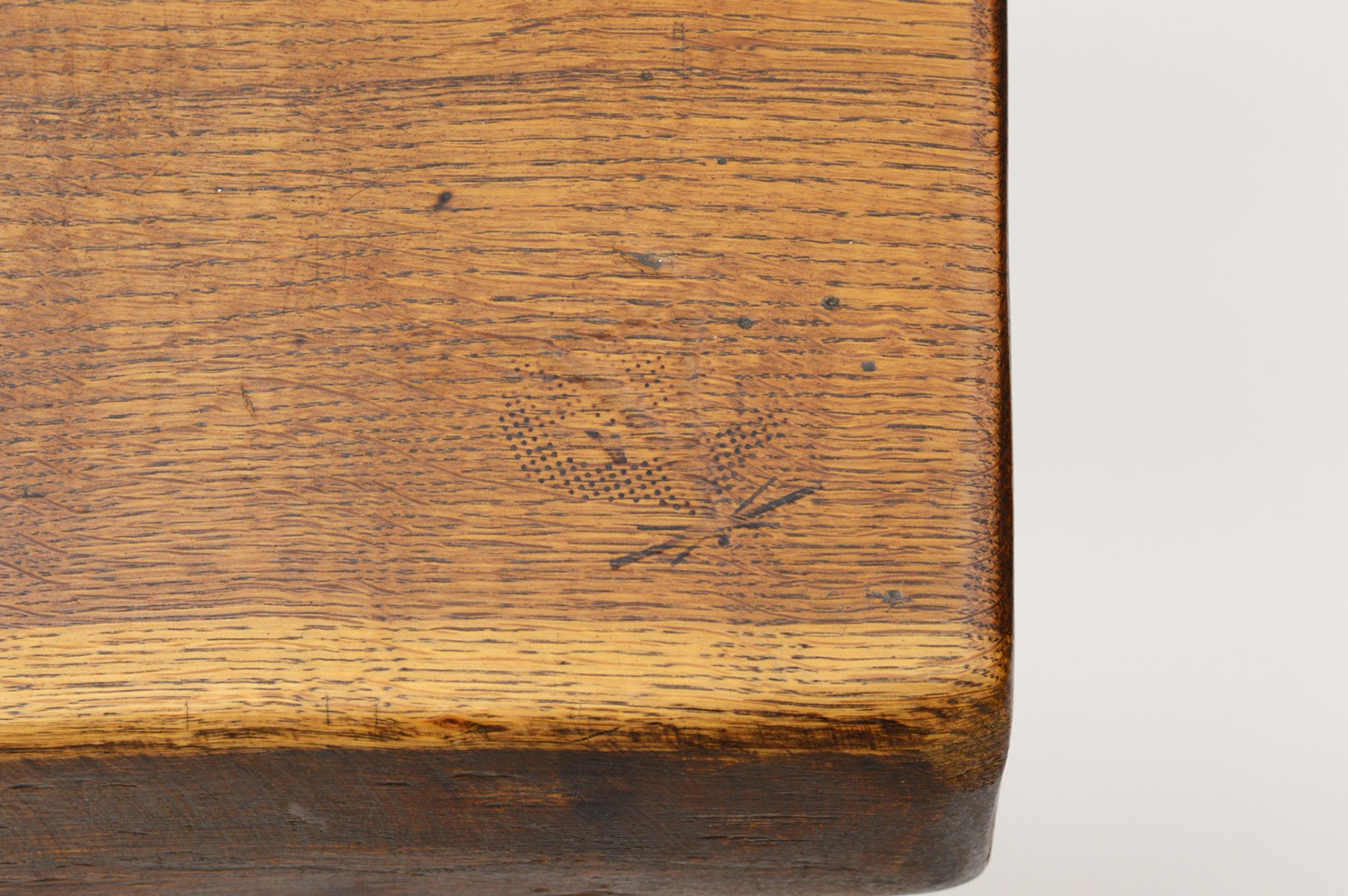 Handmade Oak brutalist table by Mobichalet, Belgium 60s.