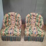 Pair of upholstered toad armchairs