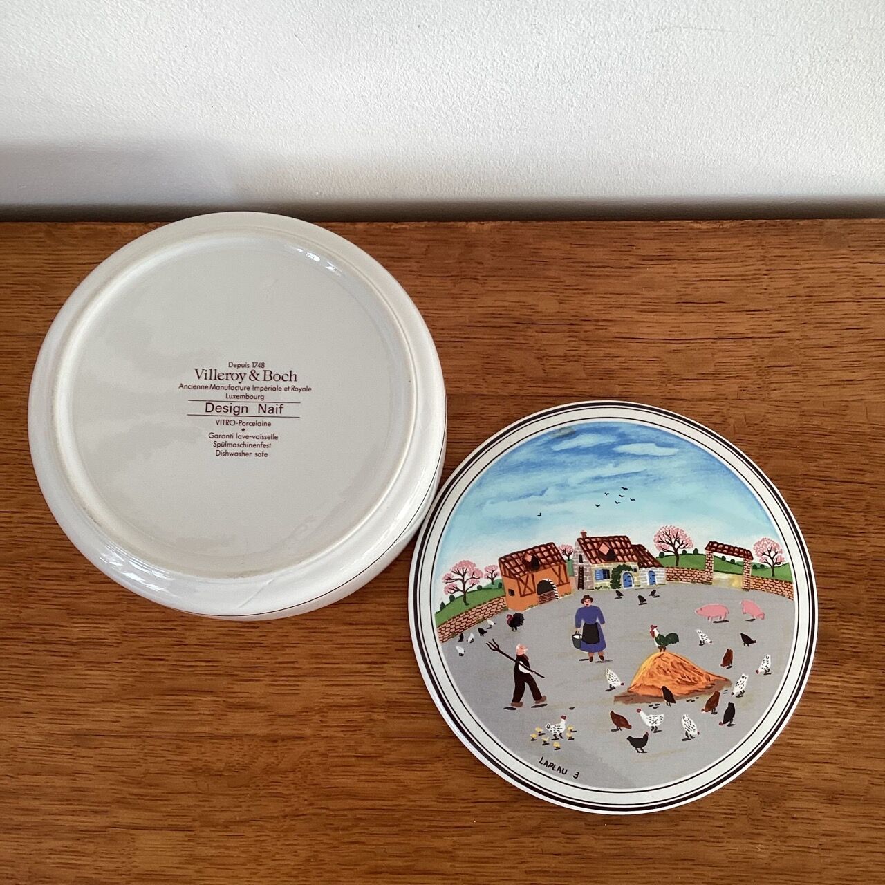 Porcelain box, naïve design collection, décor signed Laplau - 1980s, Villeroy & Boch