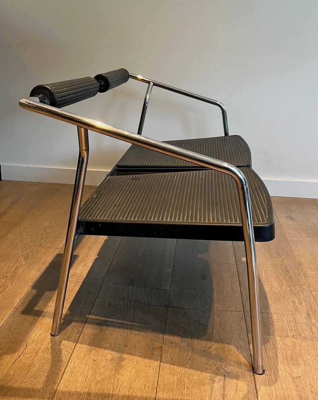 Sofa Design 'System', Chrome & Black Rubber, France, circa 1970