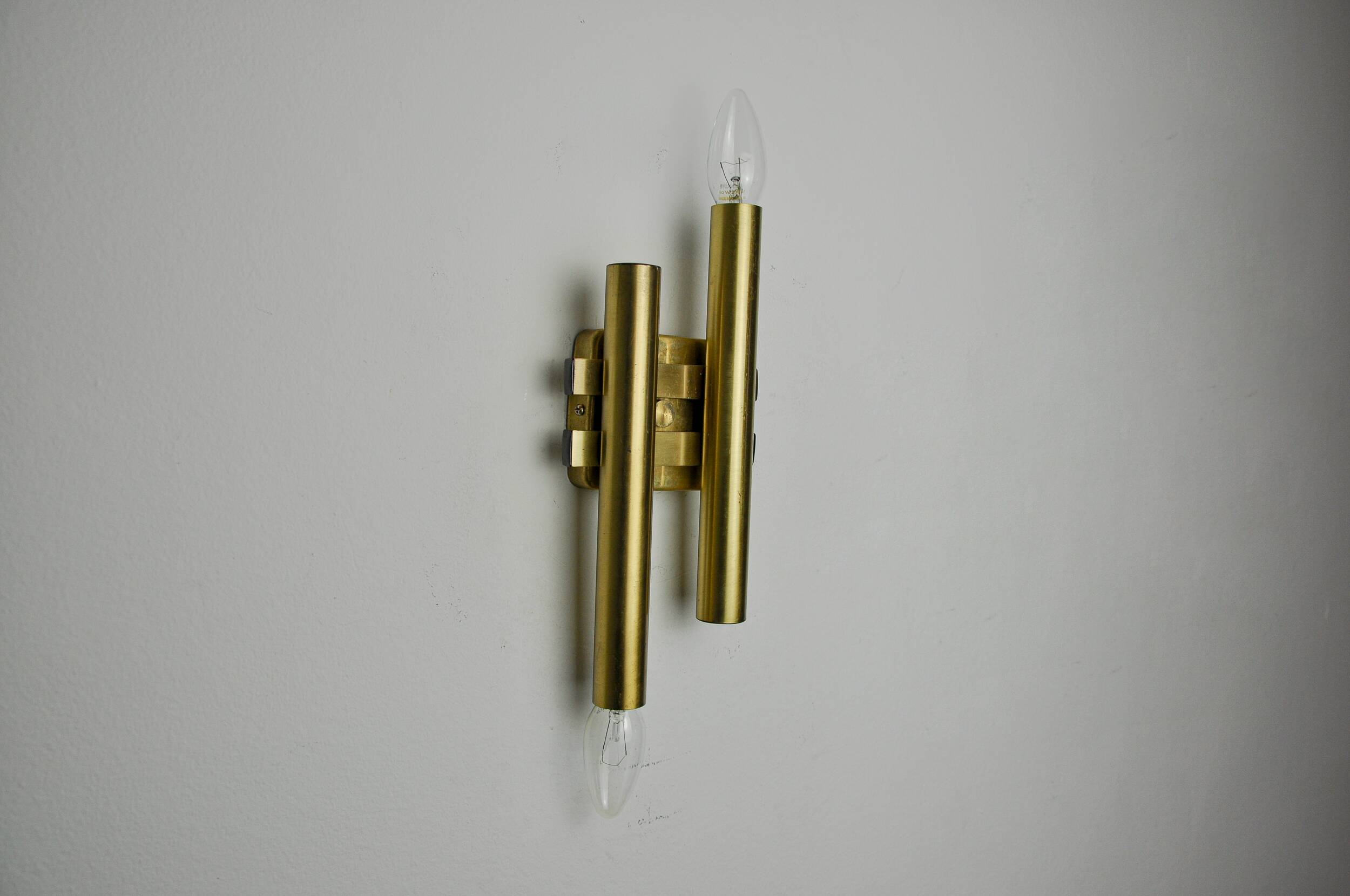 Tubular wall lamp by Maison Sciolari, 2 lights, Italy, 1970