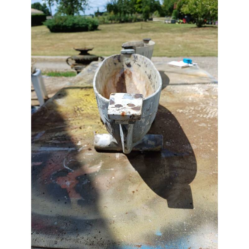 2 art deco enamelled cast iron planters