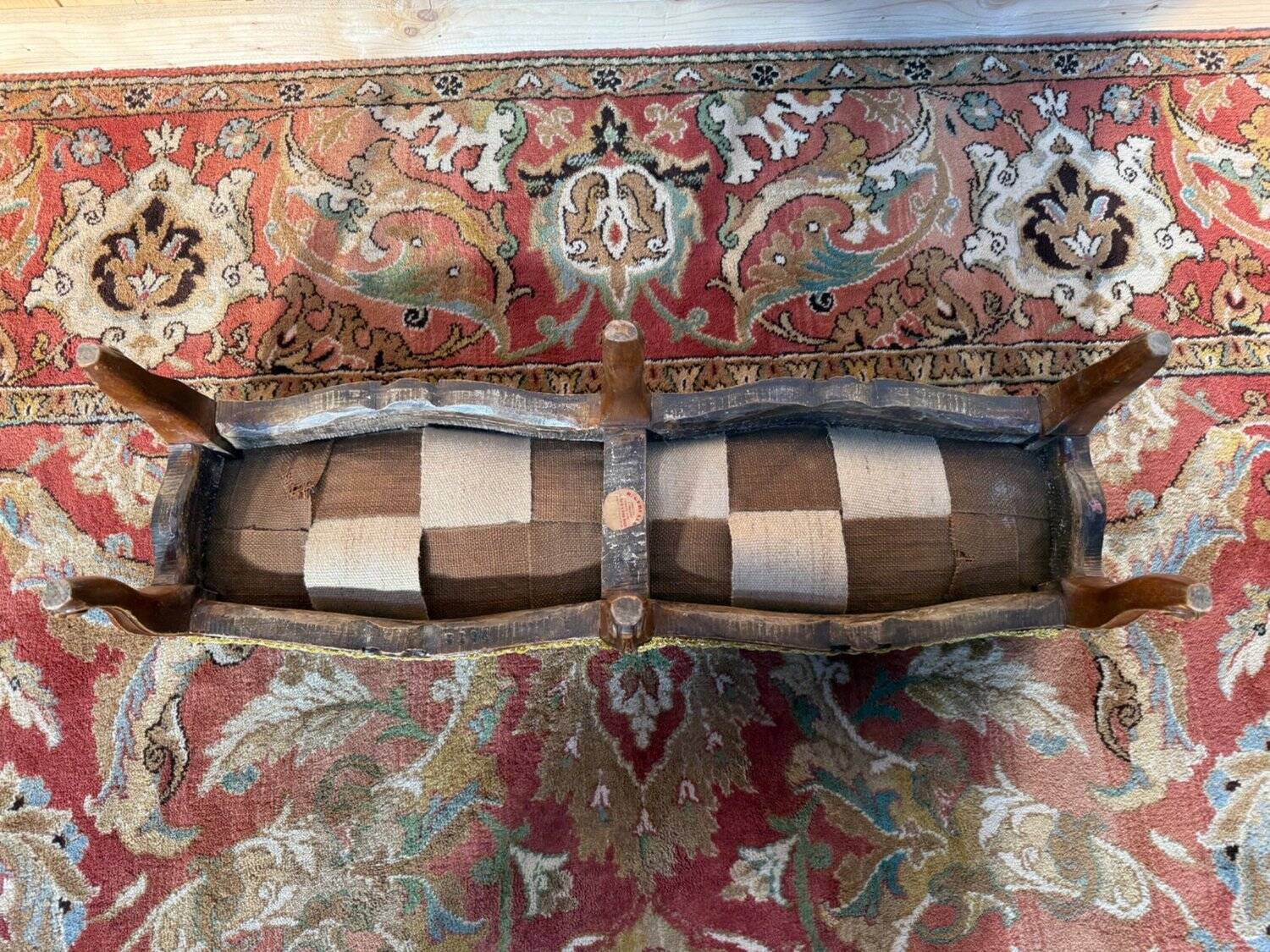 Louis XV Style Footrest – Six Cabriole Legs – Carved Wood