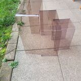 3 side tables, occasional table in smoked plexiglass, 1960s-70s.