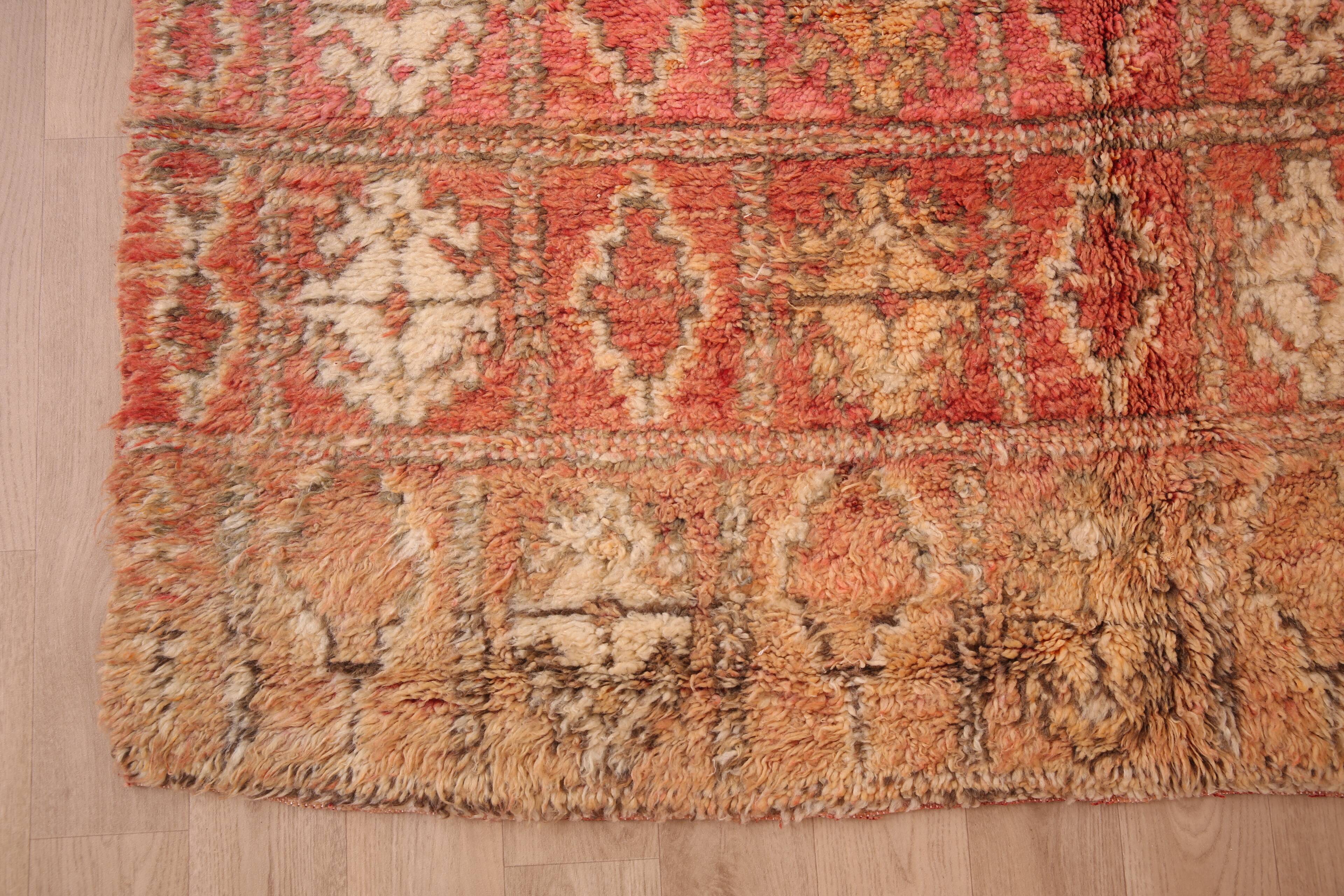 Peach Vintage Moroccan Rug 176 x 287 cm, Berber Wool Rug, Handmade Boho Rug