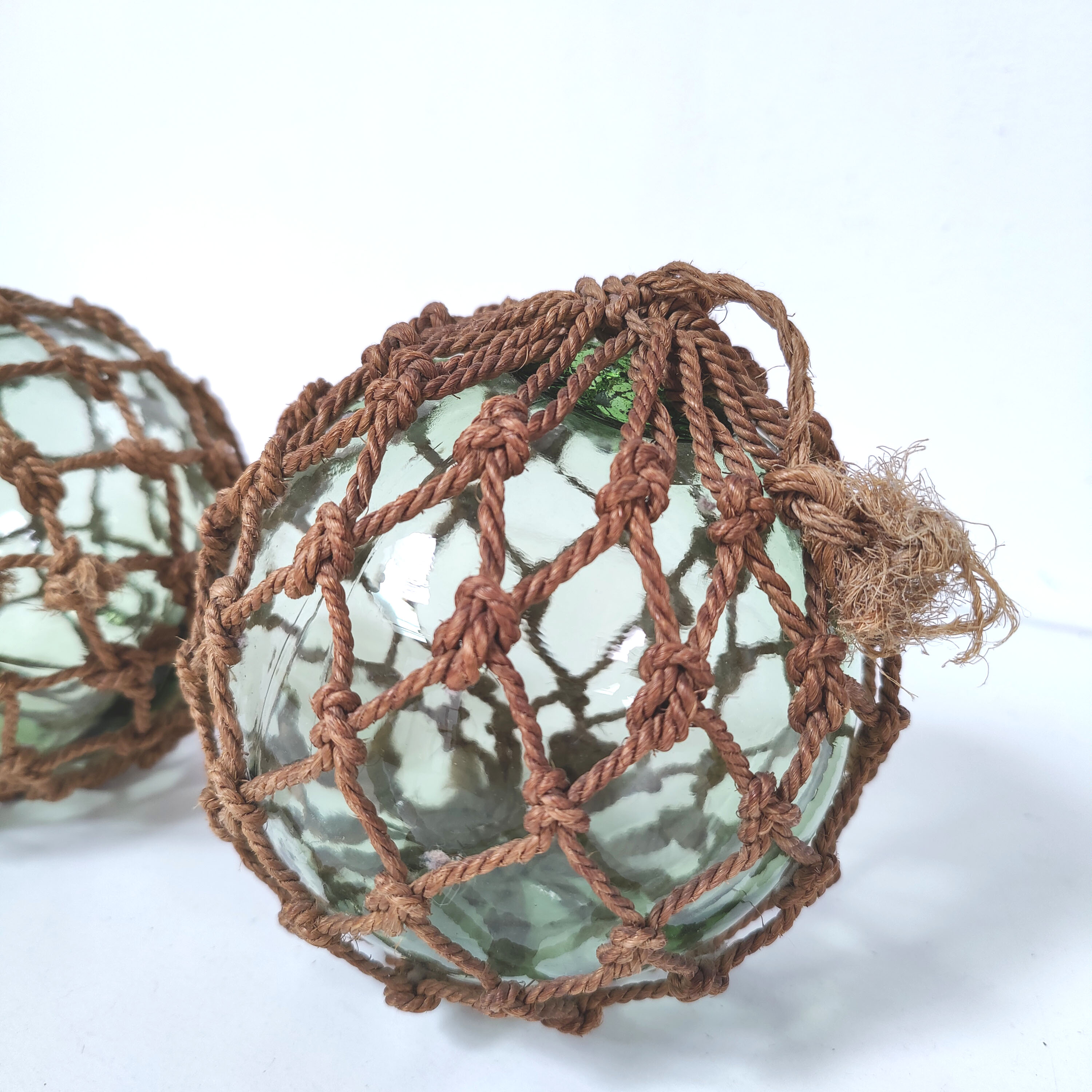Lot 2 flotteurs marin boule verre et corde